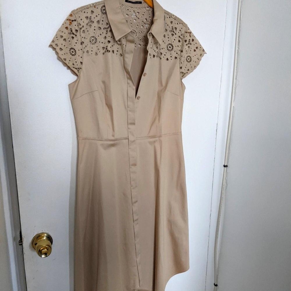 Elie Tahari Laser Cut Fit & Flare Shirt Dress